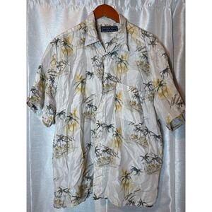 Andrew‎ Fezza New York Mens XL Silk Tropical Palm Tree Hawaiian Shirt